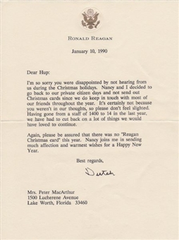 1990 Ronald Reagan Letter Signed "Dutch"